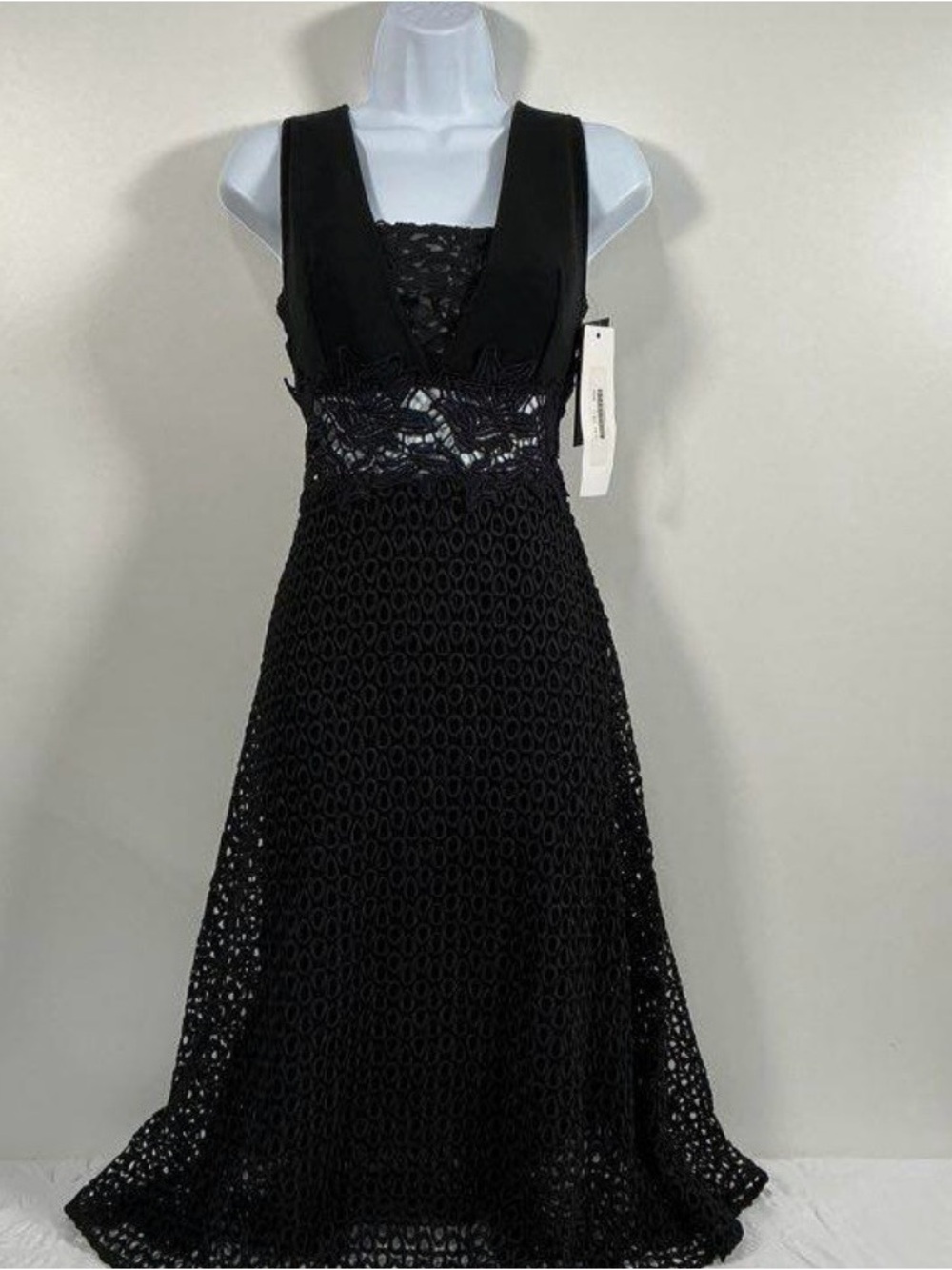 Pinko Black Lace-Overlay Midi Dress - Picture 3 of 10